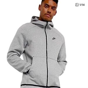 NIKE TECH Fleece Zip Up Hoodie Gray Black Size XXL Big and Tall Plus Size Men’s